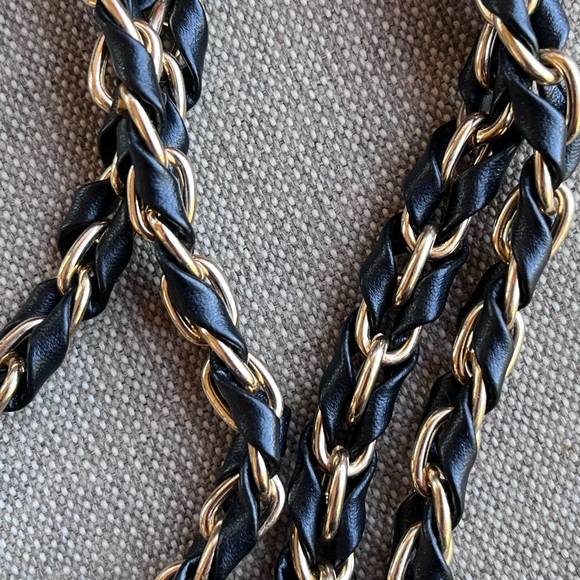 New 47” Chain & Leather Crossbody Strap or Replacement in Gold Metal - Picture 7 of 14